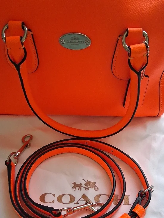 Coach Orange Leather Satchel with Silver Hardware - Picture 6 of 6